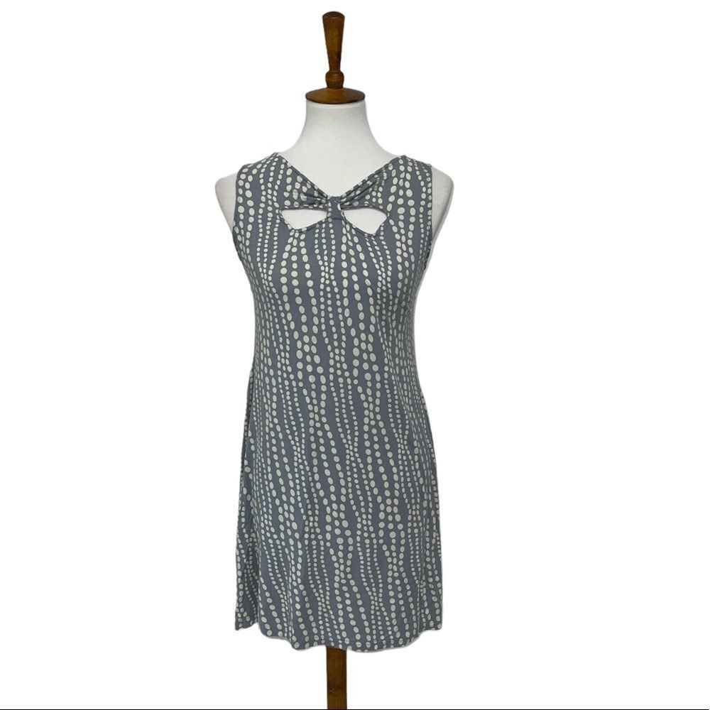 Avatar Clothing Grey Blue dot pattern flowy cutout mini dress coverup small